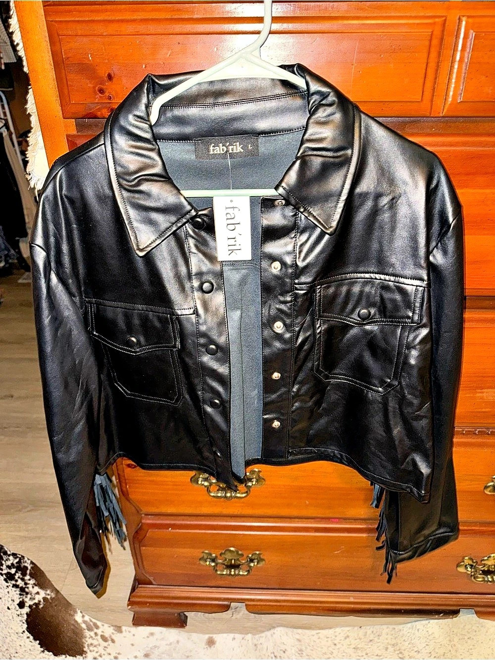 fab'rik Black Fringe Jacket Like New